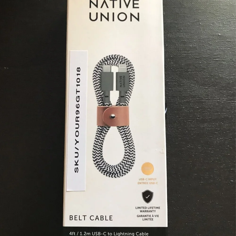 Native Union - 4' Lightning-to-USB Type C Cable - Zebra